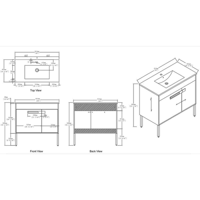 Malwee 24"/30"/36" FreeStanding Bathroom Vanity, Floor Stand Bathroom